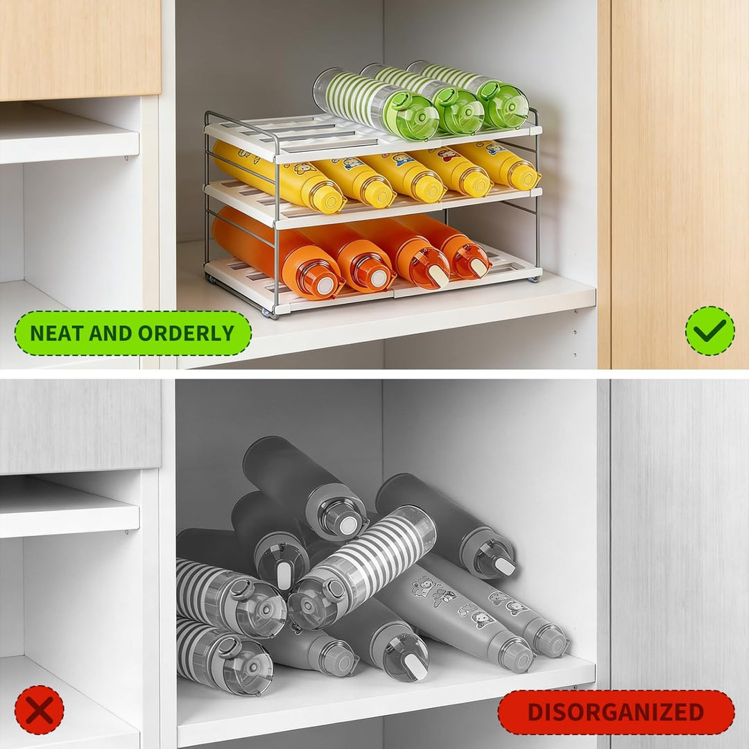 Raxfekro ausziehbarer Flaschen Organizer für Kühlschrank, Schrank und Küche, Flaschenregal mit verst