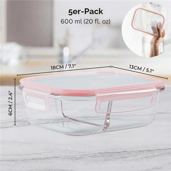 Winter Shore [5er-Pack Glas-Mahlzeitvorbereitungsbehälter – Vorratsdosen aus Glas mit luftdichten De
