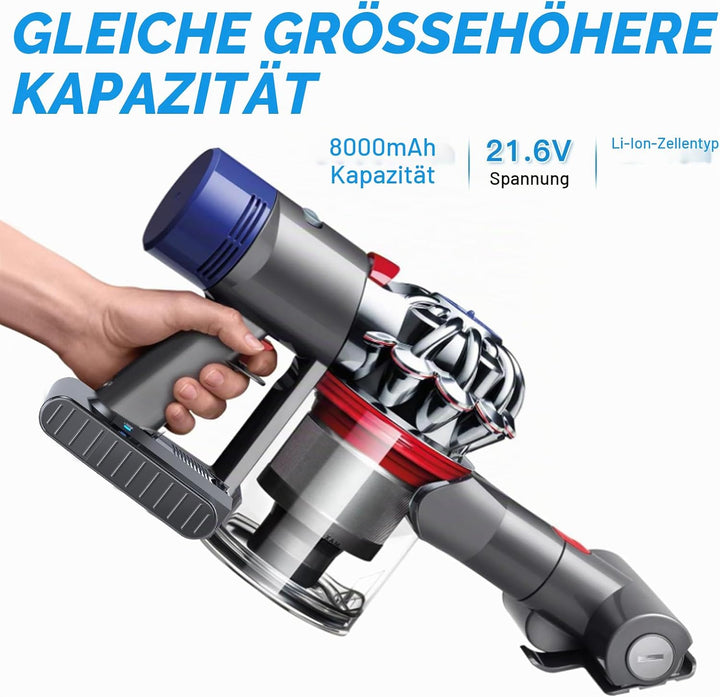 21.6V 8000mAh V6 Ersatzakku für Dyson V6 Akku DC62 DC58 SV03 DC59 DC61 Animal DC72 DC74 SV04 SV05 SV