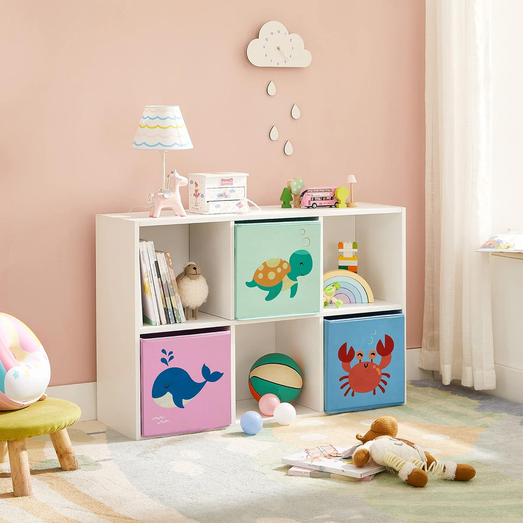 SONGMICS Aufbewahrungsboxen, 3er Set, Faltboxen, Stoffboxen mit Griffen, Spielzeug-Organizer, 30 x 3