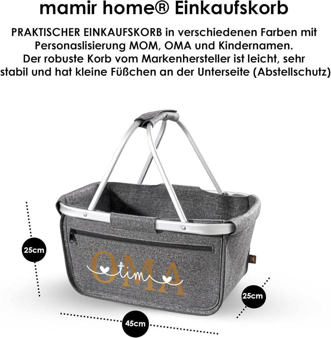Einkaufskorb personalisiert Geschenk OMA MOM + Namen I Filzkorb Geburtstag Geburt Baby Kindernamen M