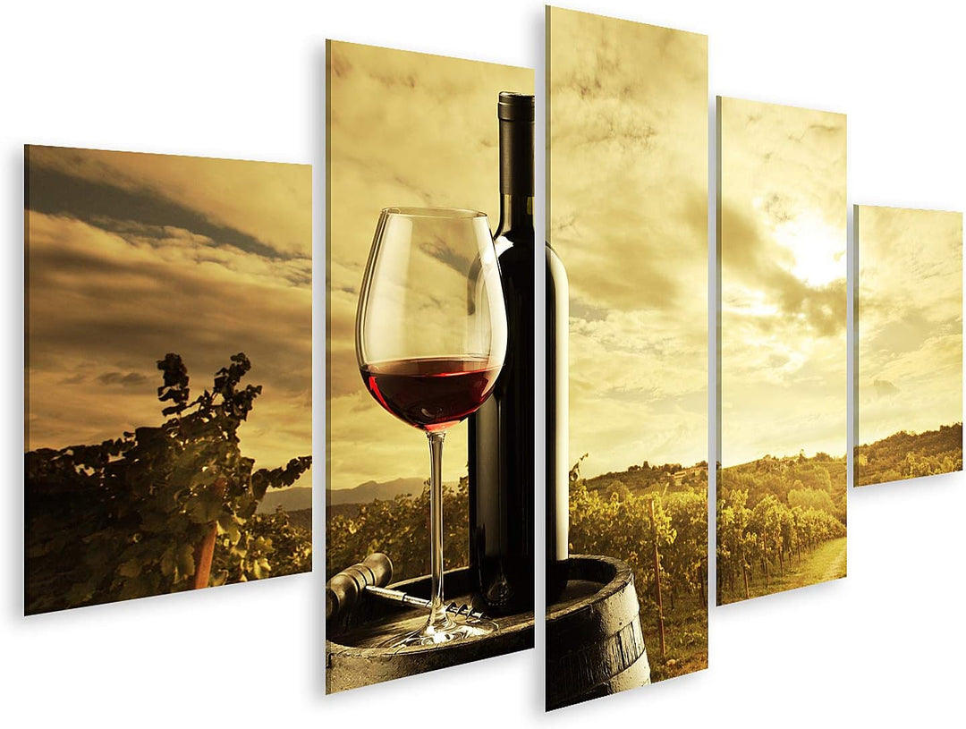 islandburner Bild auf Leinwand Rotweinflasche Und Weinglas Auf Gewölbtem Fass Bilder Wandbilder Post