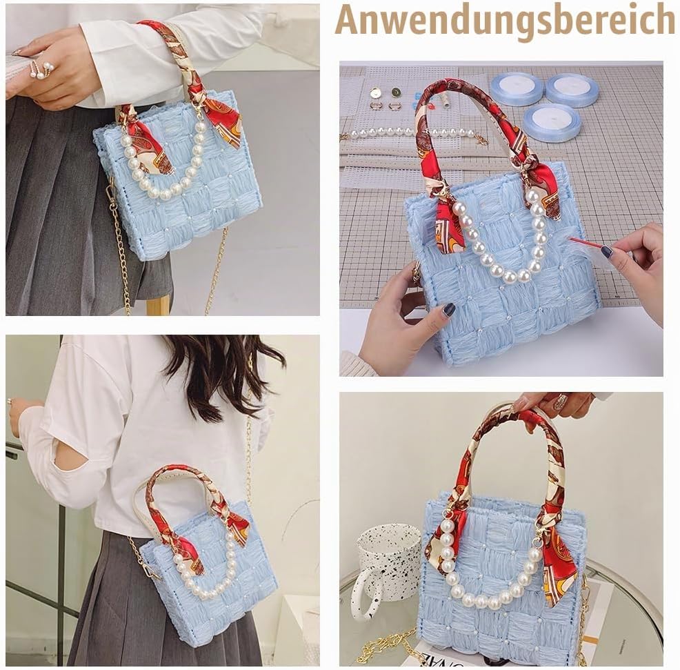 WADORN DIY Strick- Und Häkelhandtaschen-Sets, Handgefertigtes, Gewebtes Taschenherstellungs-Kreuzsti