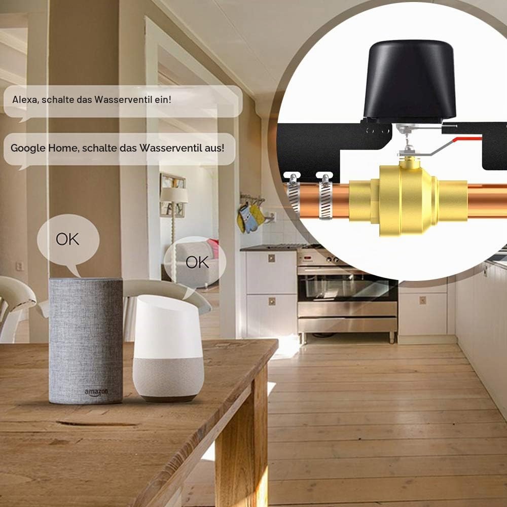 LgowithU Smart Water Valve WIFI/Bluetooth Wasserventil Steuerung, Sprachsteuerung Wasserventil Kompa