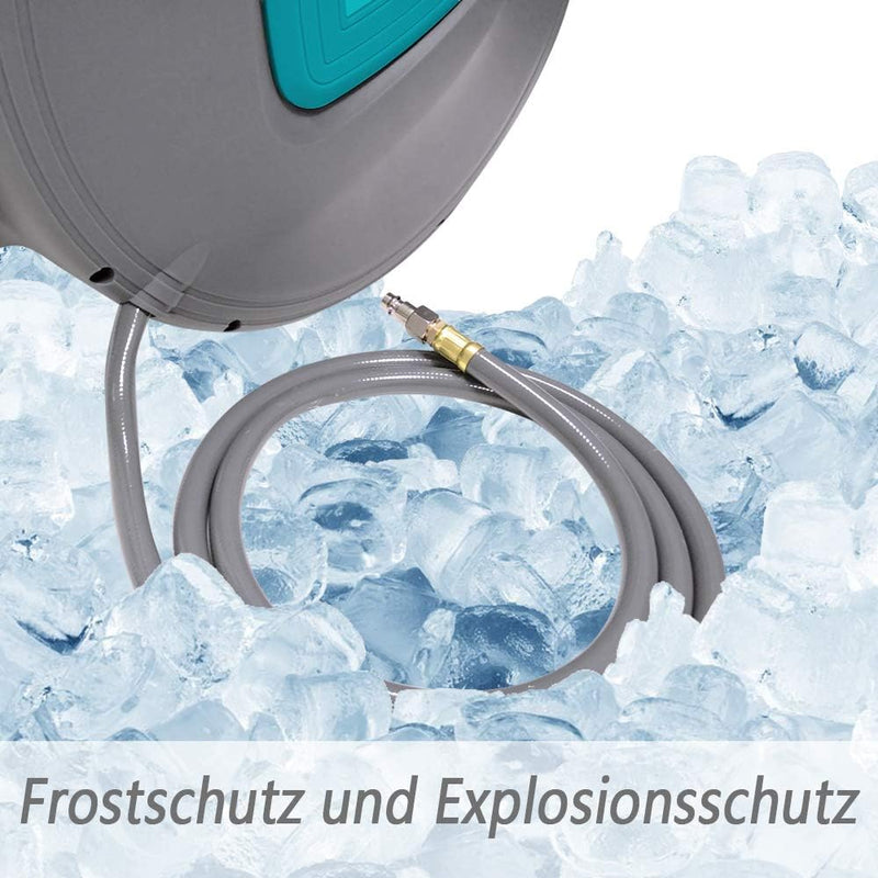 Froadp Anschluss- Schlauchtrommel, 10m Druckluftschlauch Aufroller mit 1/4" Schnellkupplung, Automat