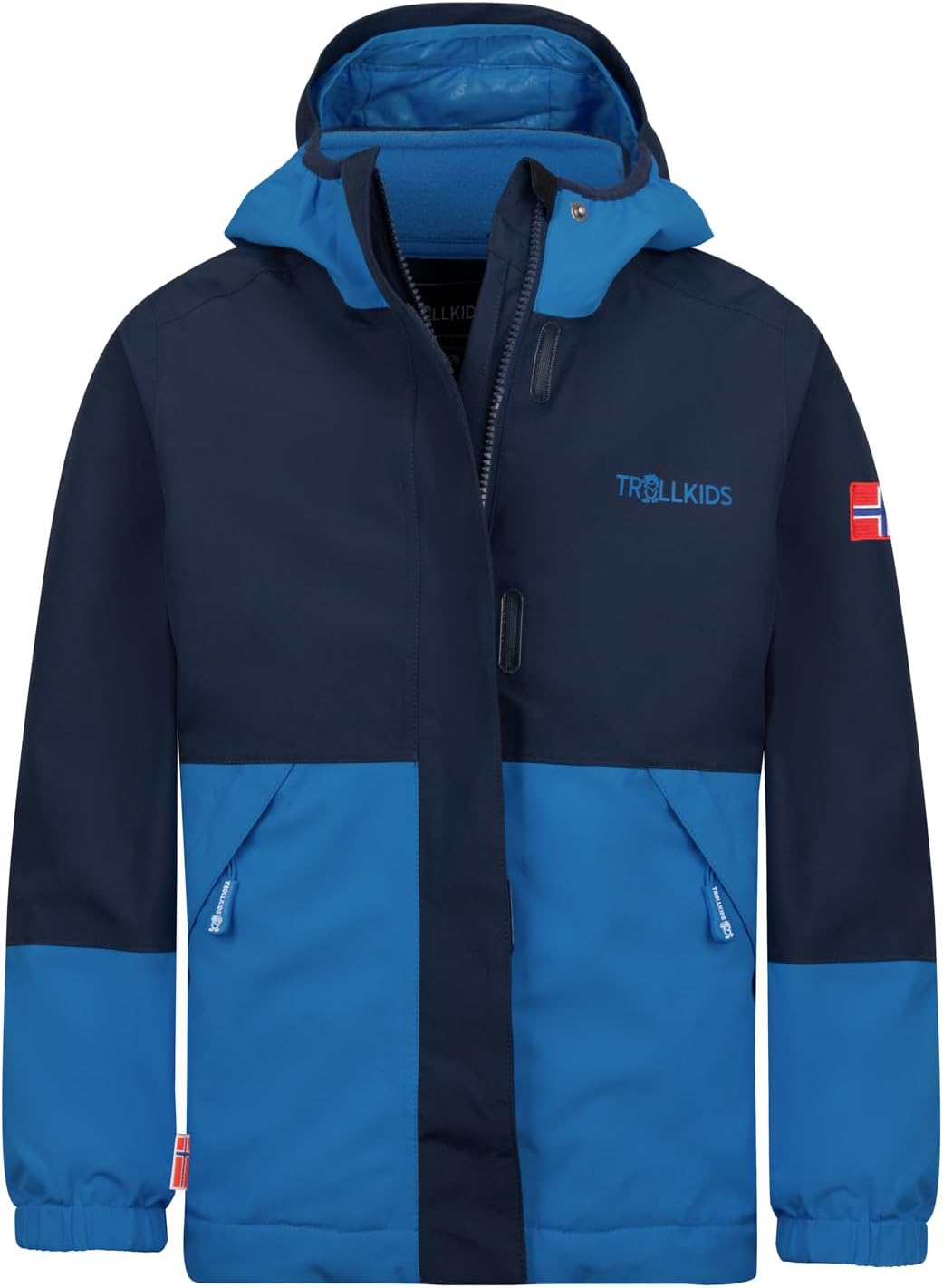 Trollkids wasserdichte atmungsaktive Kinder 3in1 Jacke mit verstellbarer Kapuze und Strickfleece-Inn
