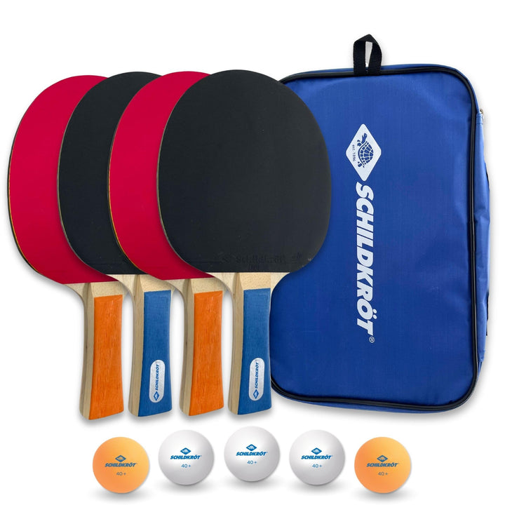Donic-Schildkröt Tischtennis-Set Hobby, für 4 Spieler (4 Schläger, 5 Bälle, in Tragetasche, gute Fre