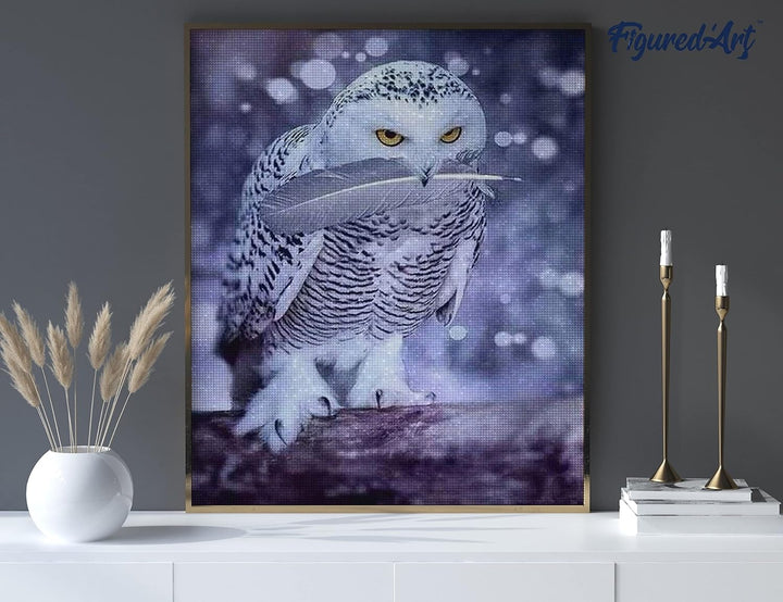 Figured'Art Diamond Painting Erwachsene 40x50cm Ganze Leinwand gerollt Eulenfeder 5D Bilder Eckige S