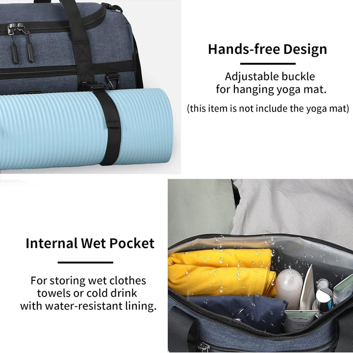 Lubardy Sporttasche Reisetasche Gross 55L Wasserdicht mit Sporthandtuch Schuhfach Nassfach Weekender