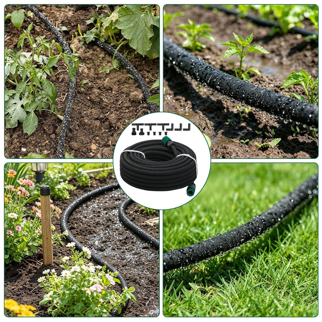 Perlschlauch 10M Garten Tropfschlauch Set - 1/2 Zoll Gartenbewässerung Bewässerungsschlauch 16MM Gar