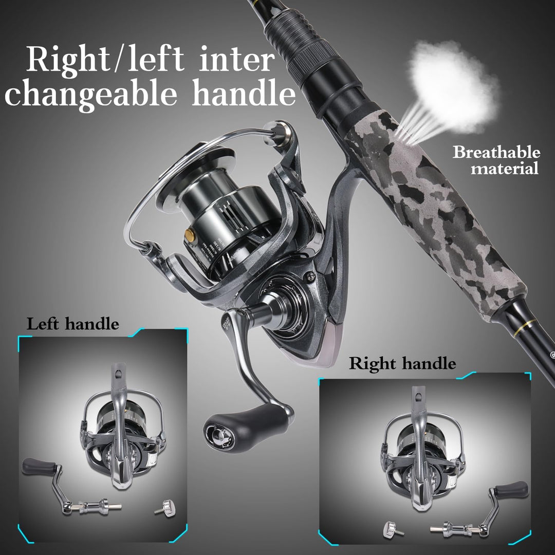 Sougayilang MX-1 Spinnrute und Rollen-Kombination, 2-Sektionen Spinnrute mit 11+1BB Spinnrolle Angel