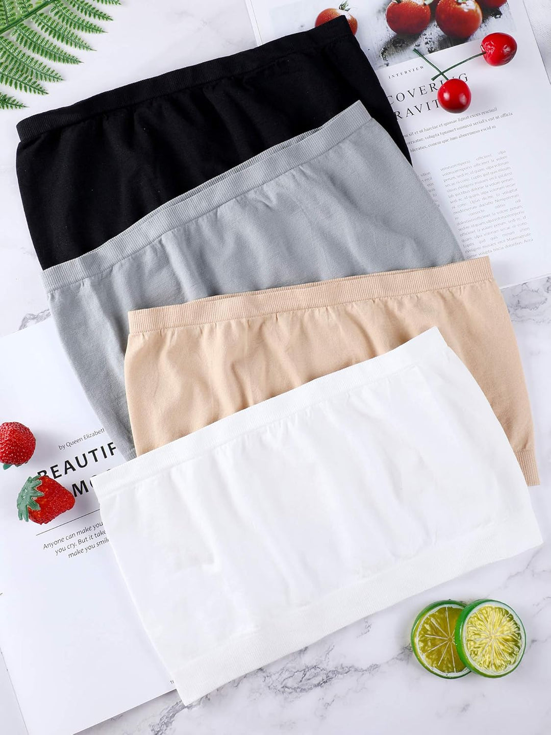 Bandeau-BH für Damen, trägerloser Bralette, Nahtloser Bandeau-BH, ungepolstert, Stretch-Oberteil, 4
