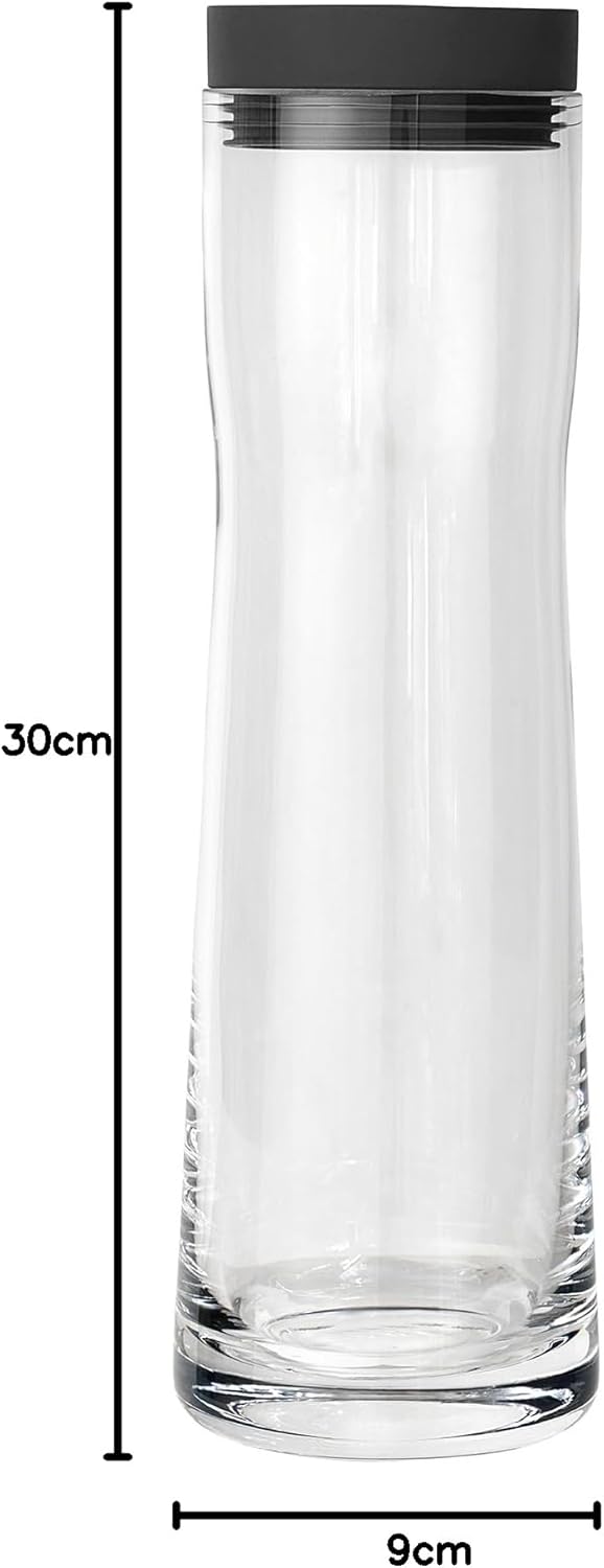 blomus -SPLASH- Wasserkaraffe aus Glas, Magnet, 1 Liter Fassungsvermögen, Silikon / Edelstahldeckel,