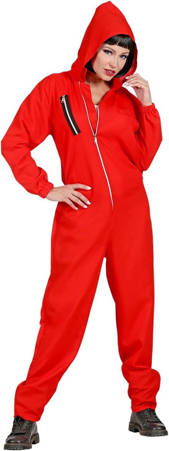 com-four® Roter Overall mit Kapuze - Faschingskostüme für Erwachsene - Bankräuber Kostüm für Mann un