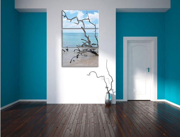 Pixxprint Strand Meer Havanna Kuba als Leinwandbild | Grösse: 3 Teilig (120x80) | Wandbild| Kunstdru