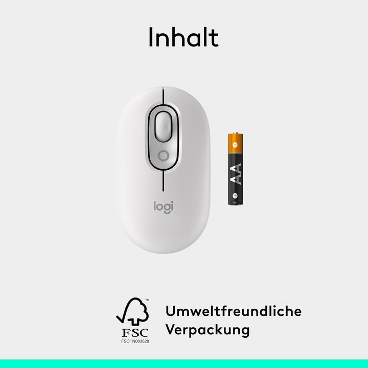 Logitech POP Mouse, kompakte und Mobile kabellose Bluetooth-Maus mit programmierbaren Tasten und lei