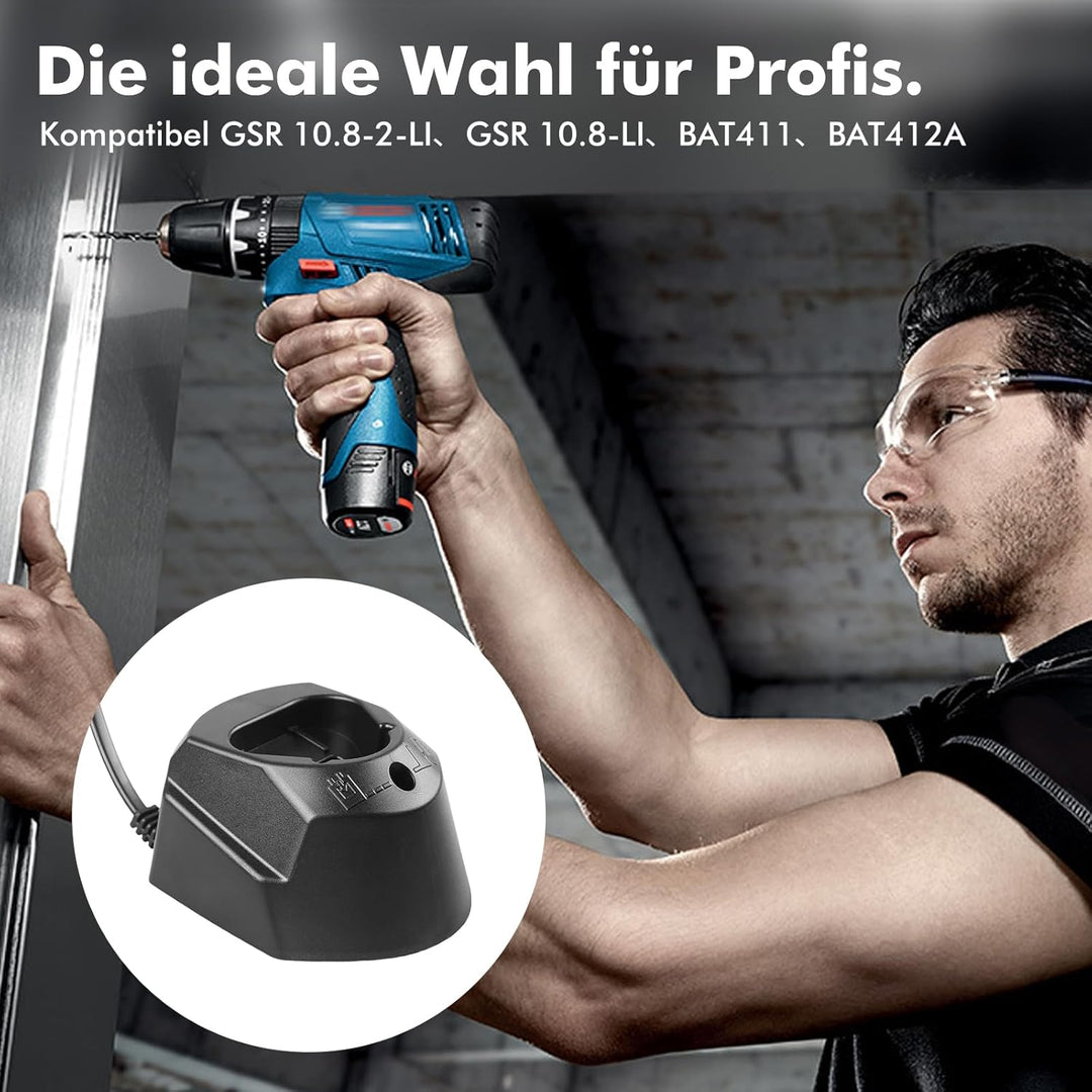Ladegerät für Bosch 10.8V-12V AL1115CV Akku Schnellladegerät, Li-ion 12 Volt Ladegerät für BAT411, B