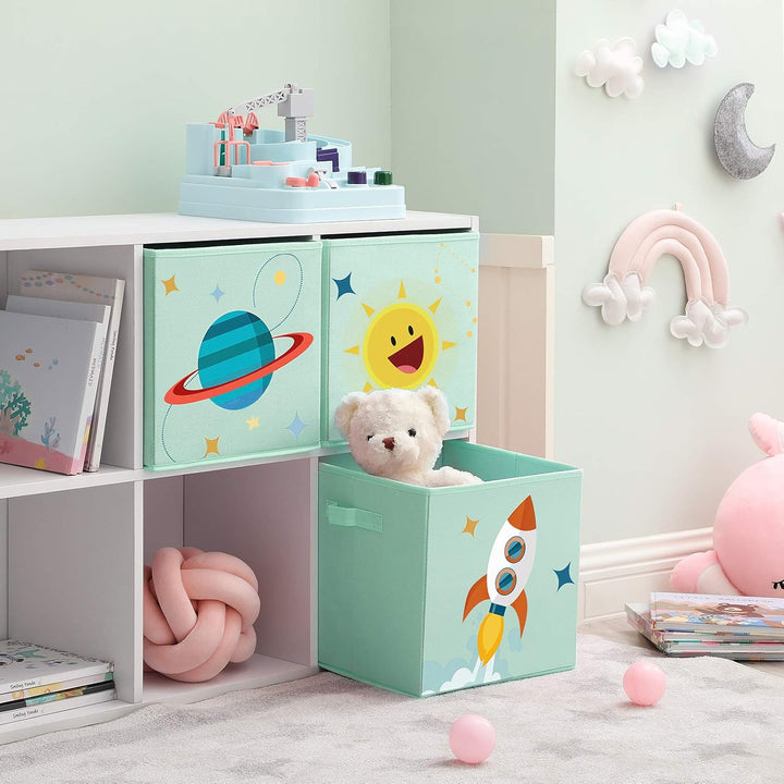 SONGMICS Aufbewahrungsboxen, 3 Stück, Spielzeug-Organizer, faltbare Würfel mit Griffen, für Kinderzi