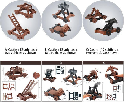 Uposao Mittelalter Soldaten Figuren Plastik Militärfiguren Spielfiguren Set Kavallerie Pferd Belager