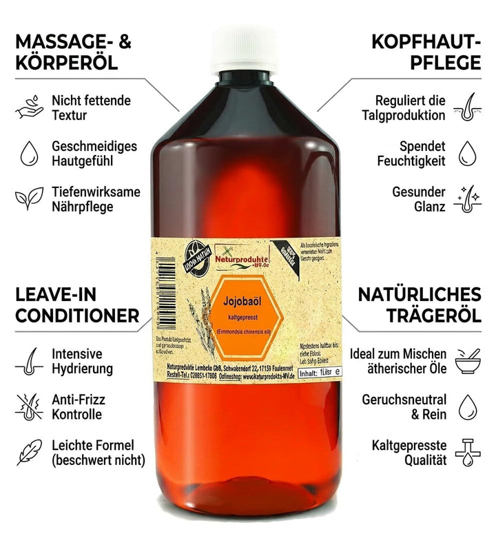 Jojobaöl kaltgepresst (1000 ml) Jojoba Öl kaltgepresst