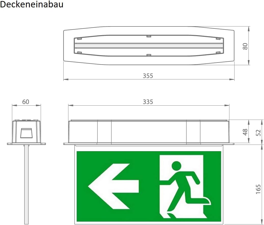 RR-NORD Notleuchte LED Notbeleuchtung Rettungszeichenleuchte Fluchtwegleuchte Decke Einbau (Pfeil na