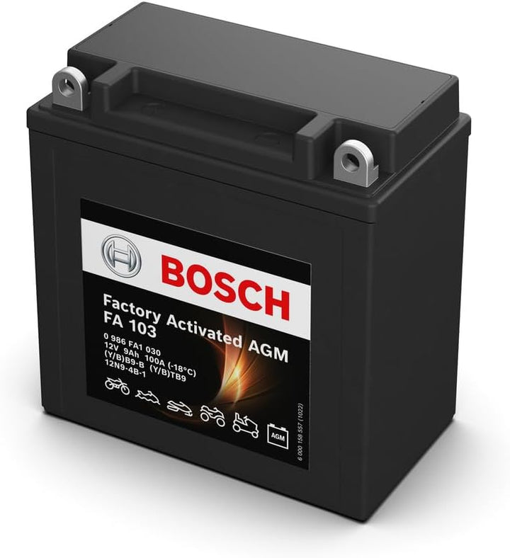 Bosch FA103 - AGM-Motorradbatterie - 12V 100A 9Ah - Geeignet für Motorräder, Motorräder, Enduros, Ro