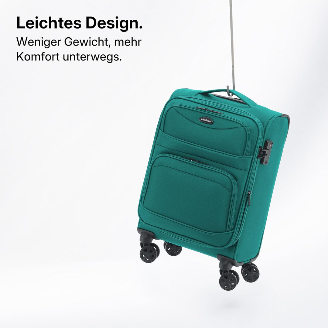Stoffkoffer erweiterbar mit Frontfächern,15% Extra-Volumen, TSA-Schloss, 360° Doppelrollen & verdeck