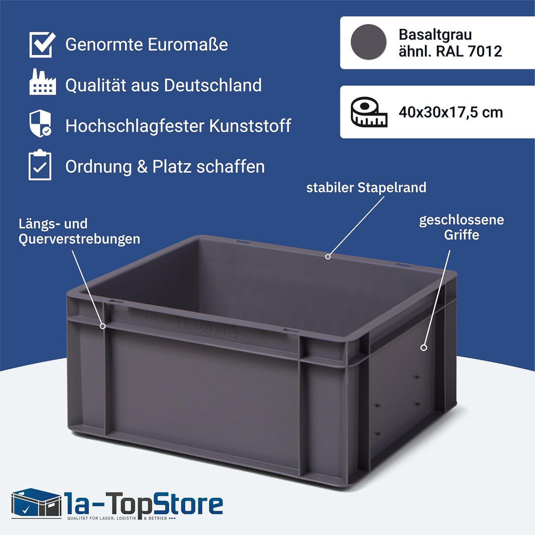 1a-TopStore Eurobehälter | Stapelkiste | Lagerbehälter | Kunststoff- und Transportbox | über 23 Grös