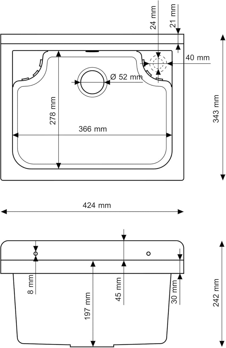 Ausgussbecken mit Mischbatterie und Platz für Seifenspender Garage Keller Werkstatt und Waschküche -