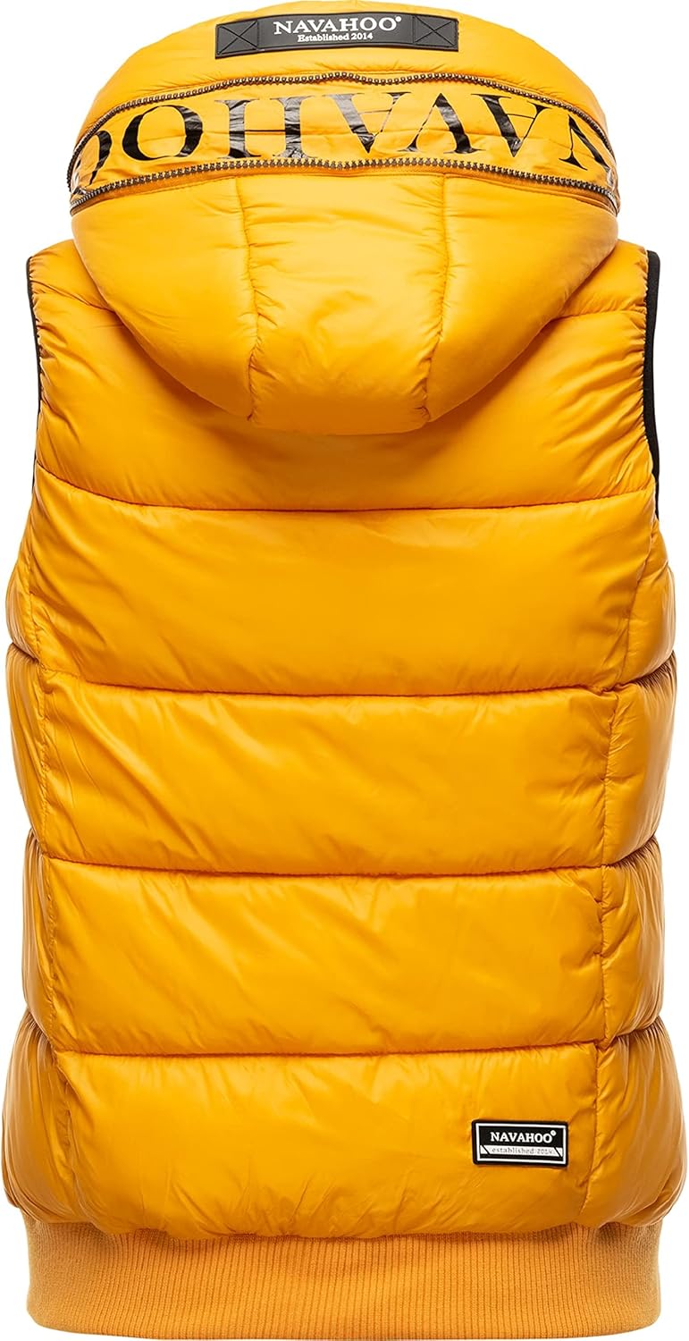 Navahoo Damen Steppweste leichte Outdoor-Weste Übergangsjacke mit Kapuze Kassidy XS-3XL XS Gelb, XS