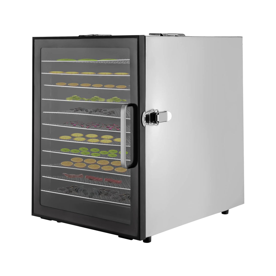 Lebensmittel-Dörrautomat aus Edelstahl, 800W Dörrgerät mit 12 Einschüben, 30-80°C Temperaturregelung