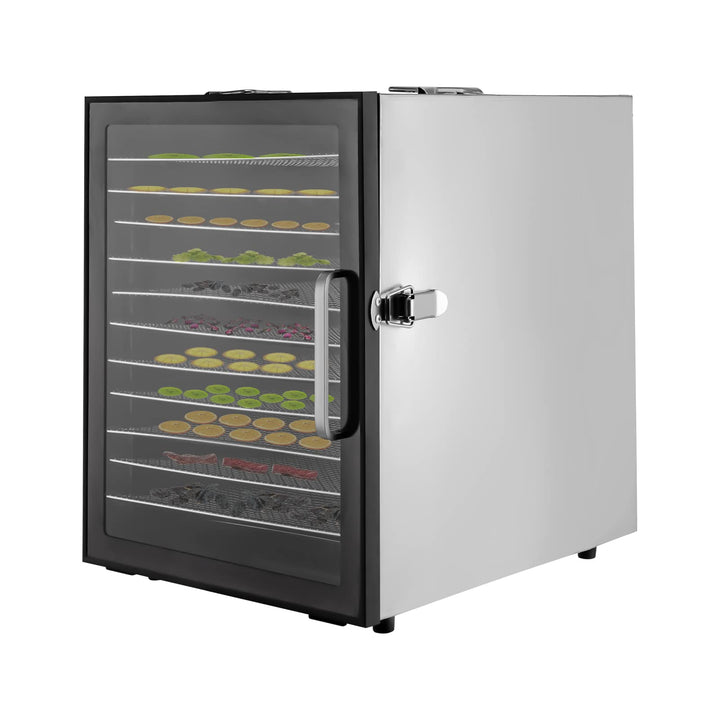 Lebensmittel-Dörrautomat aus Edelstahl, 800W Dörrgerät mit 12 Einschüben, 30-80°C Temperaturregelung