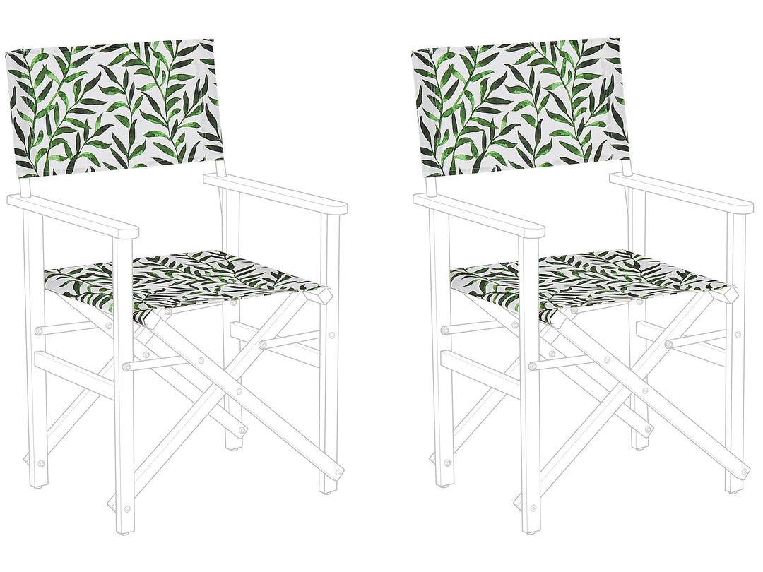 Moderne Stoffbezüge Blattmuster weiss / grün 2er Set für Gartenstühle Cine