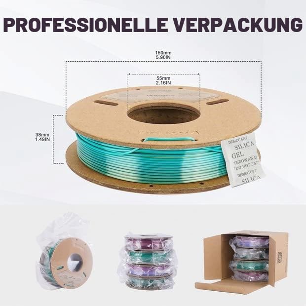 ERYONE Silk Rainobw PLA Filament PLA 1.75mm, 3D-Drucker Silk PLA Filament,+/- 0,03 mm,0.25kg /Spule