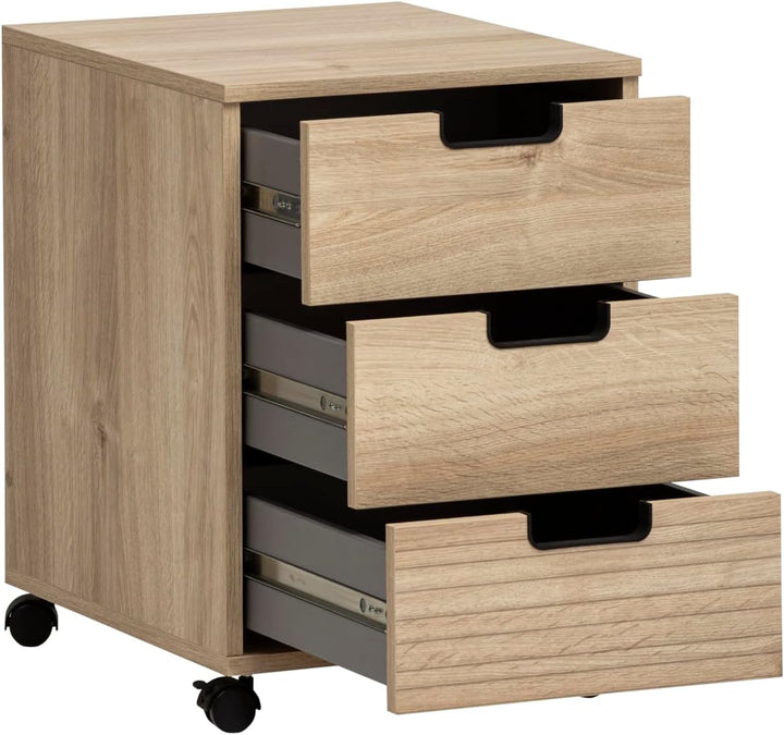 Schildmeyer Rollcontainer Emmik 159593, weisseiche Dekor/gestreift, 40 x 50 x 57 cm Weiss Eiche Deko