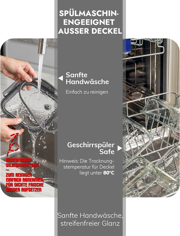 Glasbehälter mit Deckel, 10Stück – Luftdichte Frischhaltedosen für Meal Prep, Vorratsdosen für Küche