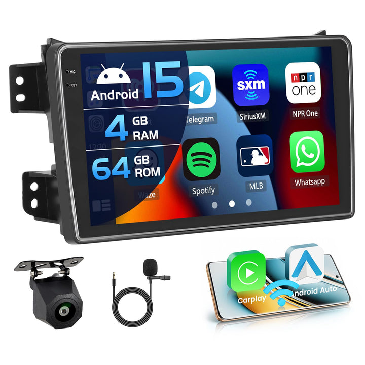 4+64G Autoradio für Suzuki Splash Ritz/Opel Agila 2004-2014 Android 15 mit 9'' In-Cell Bildschirm Un