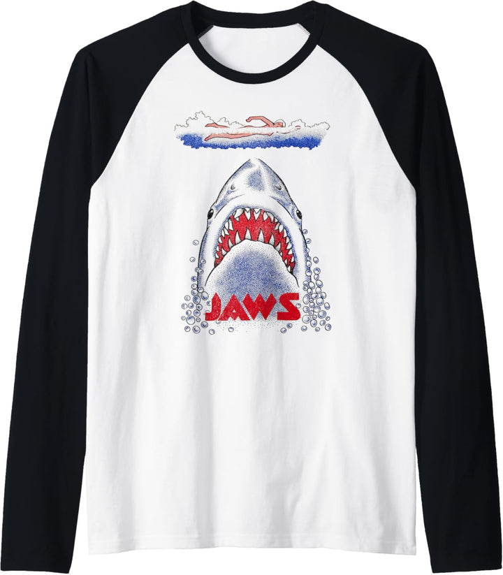 Jaws Retro Swimmer Poster Raglan