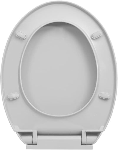 HOMIUSE Toilettendeckel 46x34 cm Toilettensitz mit Absenkautomatik Hellgrau Oval Wc Sitz mit Absenka