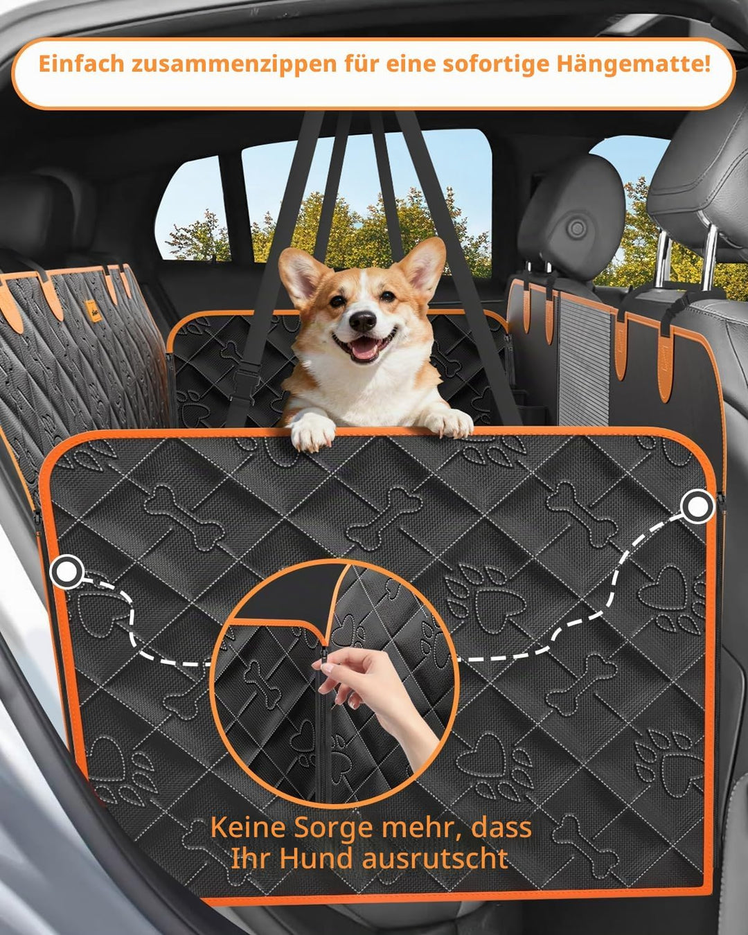 Hundedecke Auto Rückbank mit Harter Boden Wasserdicht Kratzfeste Autoschondecke Hund Rücksitz mit Se