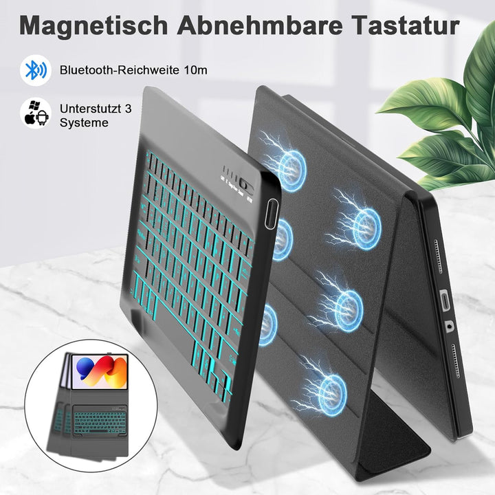 IVEOPPE Hülle mit Tastatur für Xiaomi Redmi Pad 2 Pro 12,1 Zoll, Bluetooth Magnetisch Beleuchtung Ta