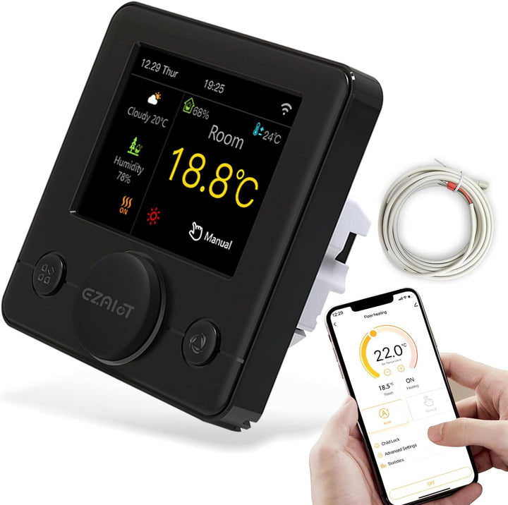 EZAIoT IPS WiFi Thermostat -Fussbodenheizung -Elektro-/Folien-/Mattenkabelheizung -Luftfeuchtigkeit