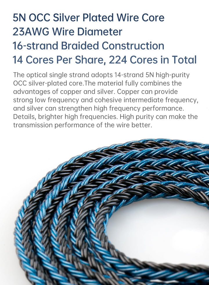KBEAR ST16 Upgrade-Kabel HiFi In Ear Monitor 16 Kerne 5N Kopfhörer Kabel 2 Meter lang 0,78 mm 2PIN f