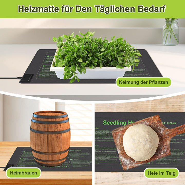 1 Stück Heizmatte Pflanzen mit Thermostat, Wärmematte IP67 Wasserdicht, 27W Heizkissen mit Timing-Fu