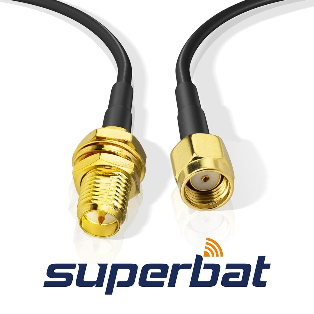 Superbat RPSMA WLAN Antenne Verlängerungs Kabel 10m (2 Stück): RP-SMA Stecker auf Buchse RG174 Koaxi