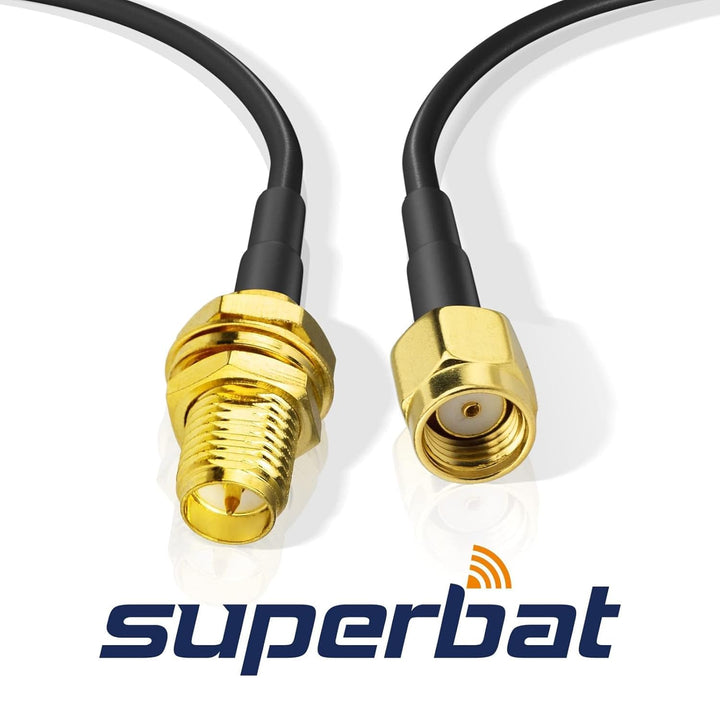 Superbat RPSMA WLAN Antenne Verlängerungs Kabel 10m (2 Stück): RP-SMA Stecker auf Buchse RG174 Koaxi