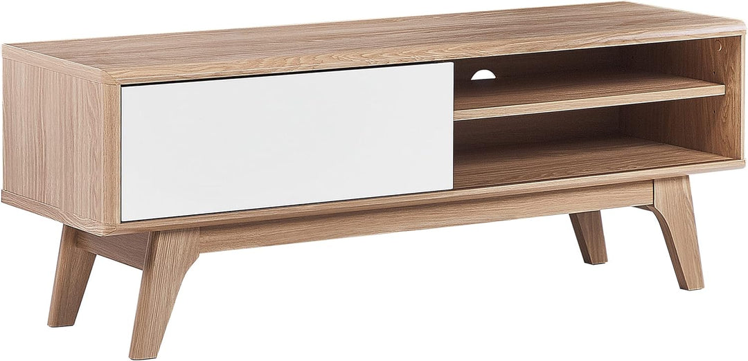 Fernsehtisch moderner Stil 2 Fächer MDF-Platte heller Holzfarbton / weiss Buffalo