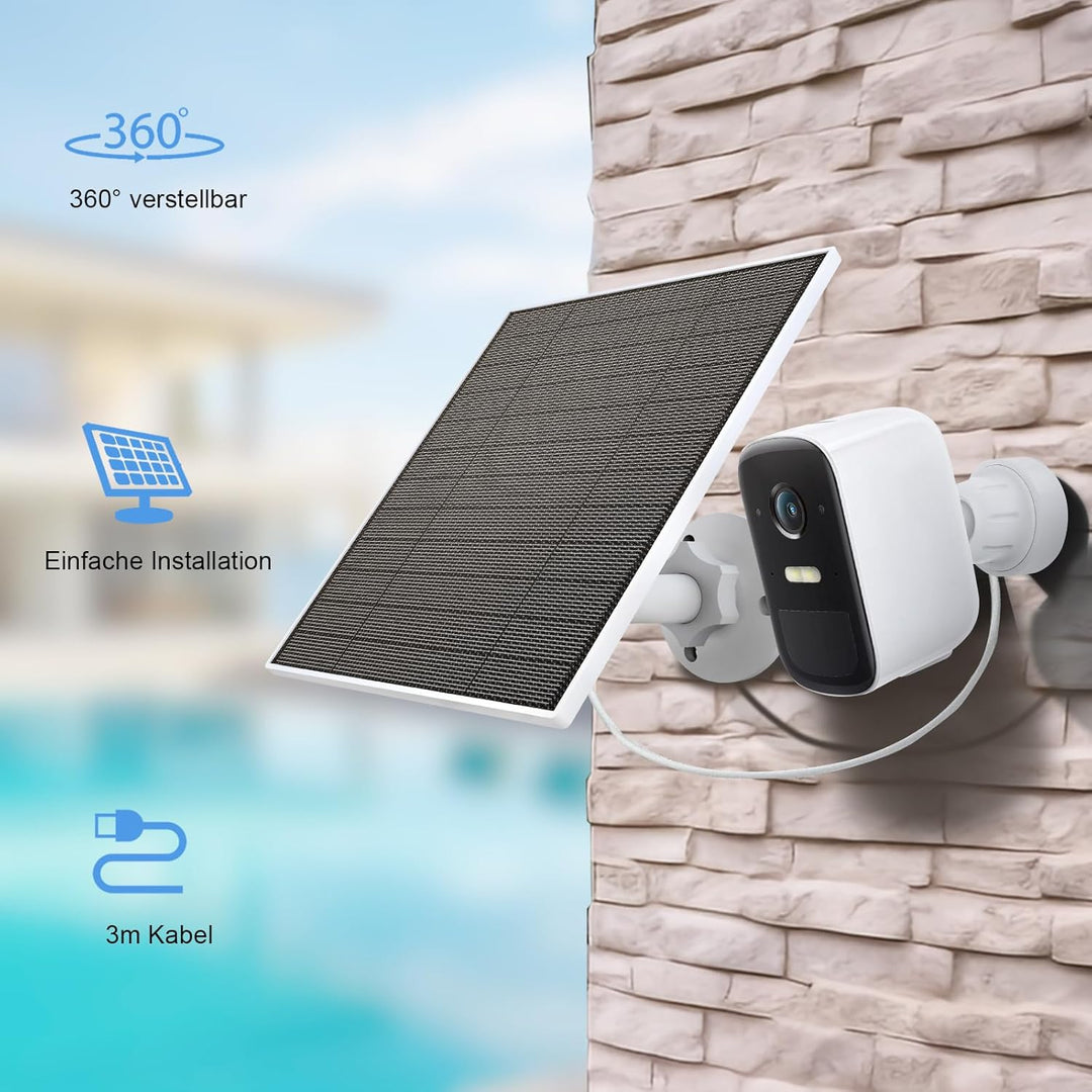 Solarpanel für Eufy Outdoor kamera, Kompatibel mit Eufycam Kamera, Kontinuierliche Stromversorgung,
