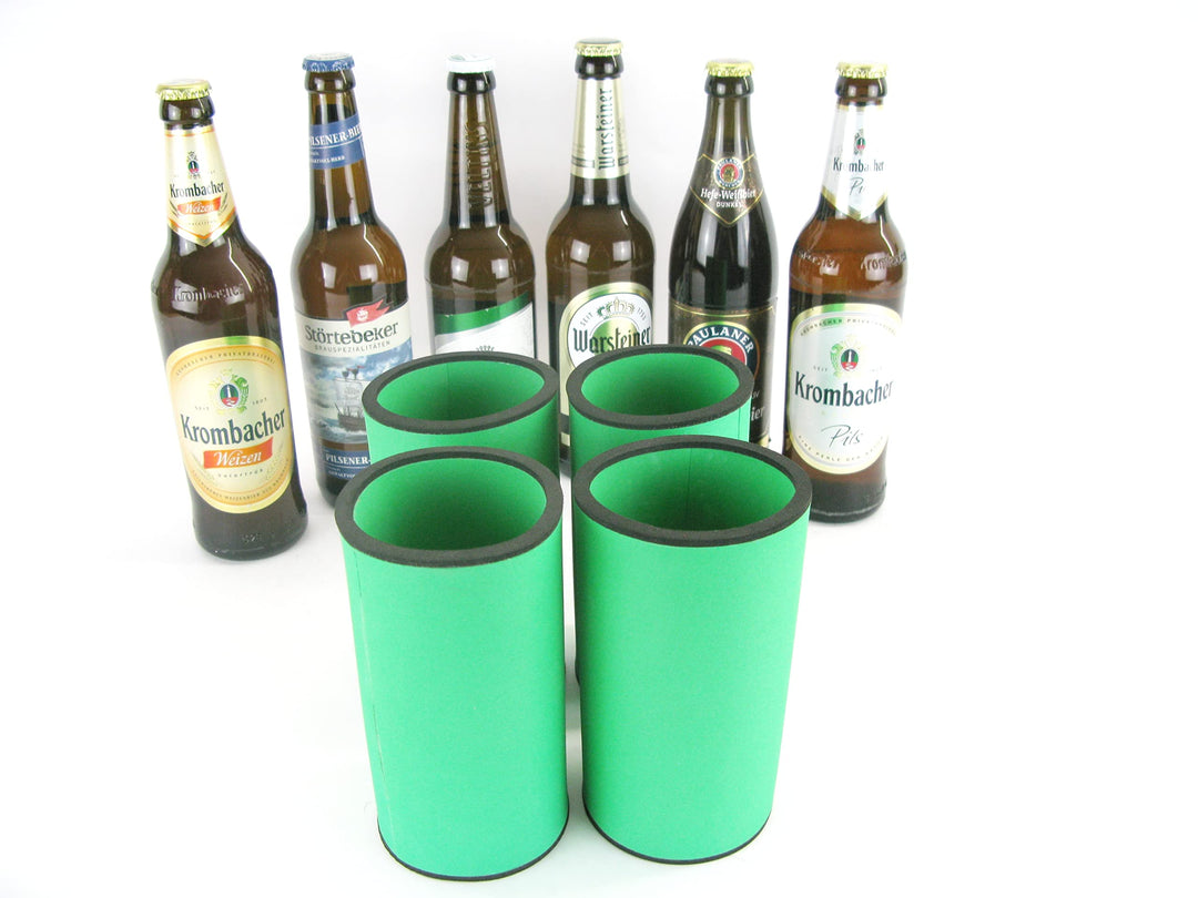 4 hochwertige Qualitätskühler aus 5-6 mm dickem Neopren für 0.5L Flaschen in der Farbe (4 grüne Flas