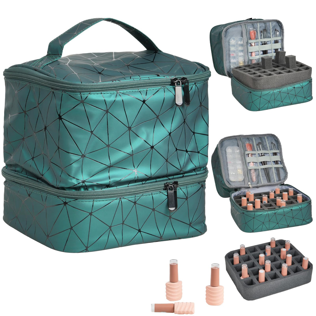 Nagellack Aufbewahrung Organizer Tasche, Nail Polish Organizer mit Fächern, Doppelschicht Nagellack